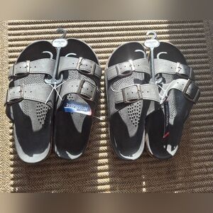 Mens Adjustable Black Sandals Set Of 2
